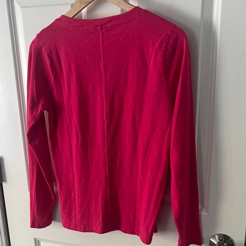 J. Crew Pink Girlfriend Tee Long Sleeve Sz small 100% Cotton - Picture 5 of 6
